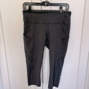 Lululemon fast and free high rise crop charcoal gray size 10